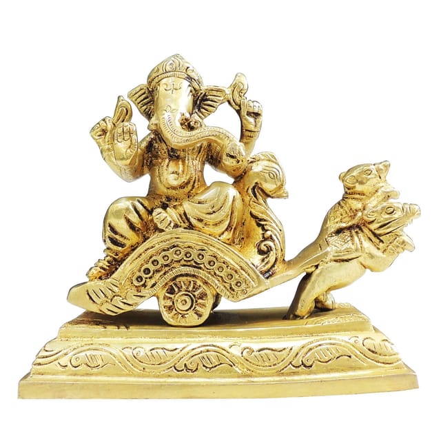 Brass Showpiece Ganesh Ji God Idol Statue - 5*2.6*4.2 Inch (BS1876 C)