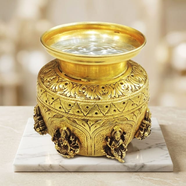 Brass Ashta Laxmi Lota, Water Pot - 5.5*5.5*5 Inch (BS1915 C)