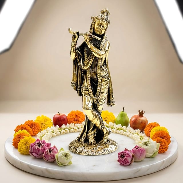 Brass Showpiece Krishna Ji God Idol Statue - 2*2*6 Inch (BS1806 D)