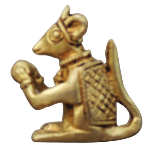 Brass Showpiece Rat God Idol Statue - 2*1*2.5 Inch (BS1051 D)