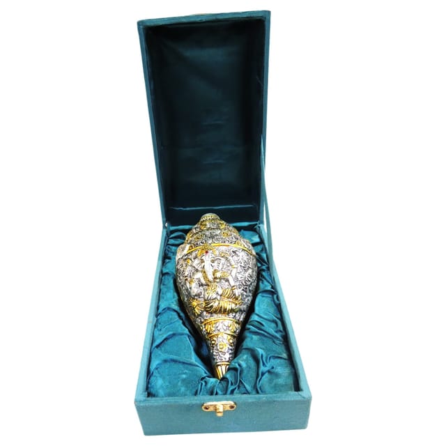 Aluminium Showpiece Shank Ganesh Statue - 9*4*4 Inch (AS536 T)
