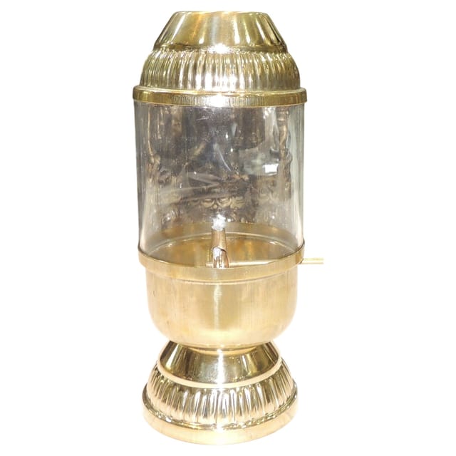 Brass & Glass Deepak With Chimney - 4*3.2*8 Inch (Z647 D)