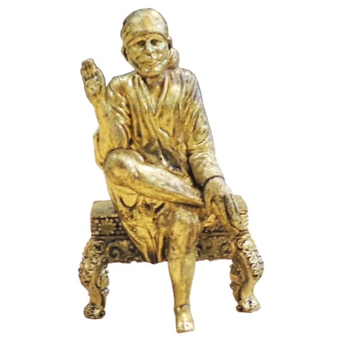 Mini Brass Sai Baba Idol Statue for Home Temple & Gifting - 1.5*1*2.2 Inch (BS1928 G)