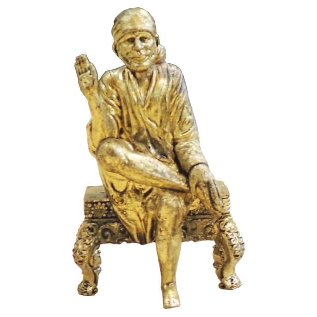Mini Brass Sai Baba Idol Statue for Home Temple & Gifting - 1.5*1*2.2 Inch (BS1928 G)