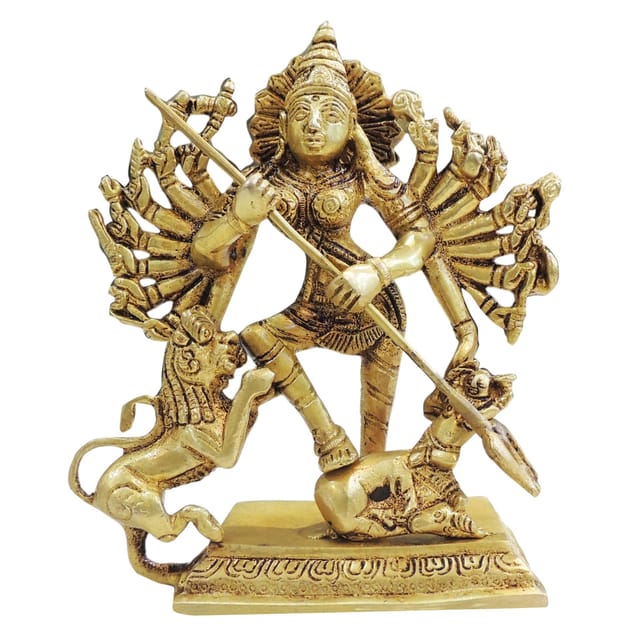 Brass Mahishasur Mardini Durga Idol Statue for Pooja Room - 5.5*2.2*6.2 Inch (BS1105 X)
