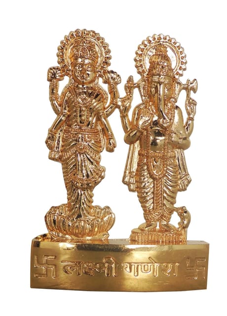Aluminium Showpiece Standing Laxmi Ganesh, God Idol Statue - 2.8*0.4*4 Inch (AS192 B)