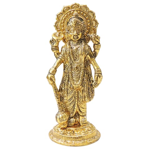 Aluminium Vishnu Ji Idol Showpiece for Home Temple & Gifting - 3*2.7*7.5 Inch (AS542 V)