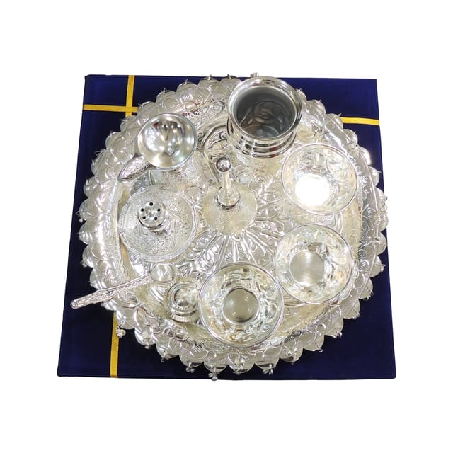 Brass Pooja Thali - Diwali Gifting Decorative Plate - 11.5*11.5*1 Inch (B295 E)