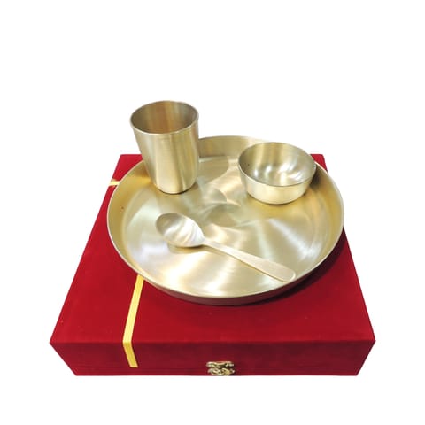 Bronze Small Dinner Thali Set Packed With Velvet Box (BC214 D)