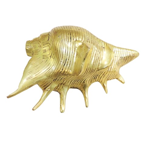 Brass Shankh Conch Shell Idol - Religious Showpiece - 6*4.5*3 Inch (BS1277 E)