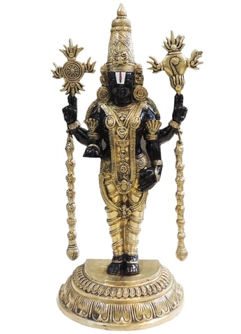 Brass Balaji Idol Statue - Black Finish Tall God Showpiece - 11*6.5*23 Inch (BS1770 K)