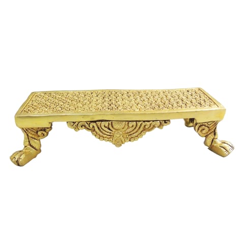Brass Pooja Chowki Stool - Small Traditional Design - 9*3*2 Inch (BS1953 E)