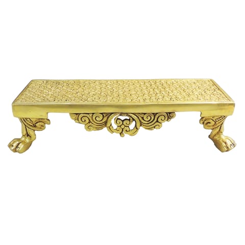 Brass Pooja Chowki Stool - Medium Traditional Design - 11.5*4*2.5 Inch (BS1953 F)