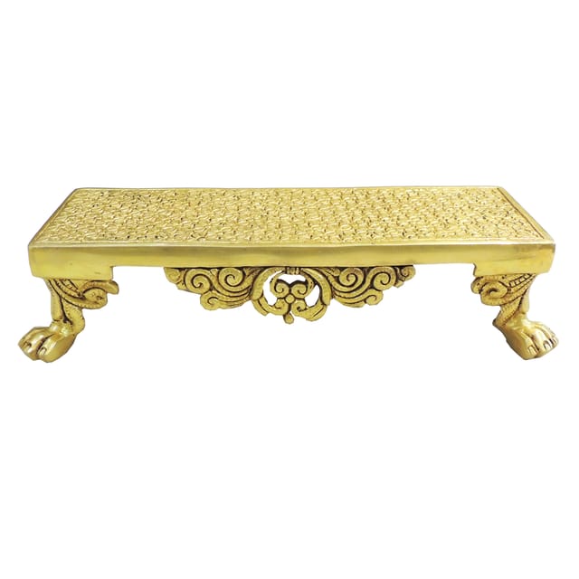 Brass Pooja Chowki Stool - Medium Traditional Design - 11.5*4*2.5 Inch (BS1953 F)
