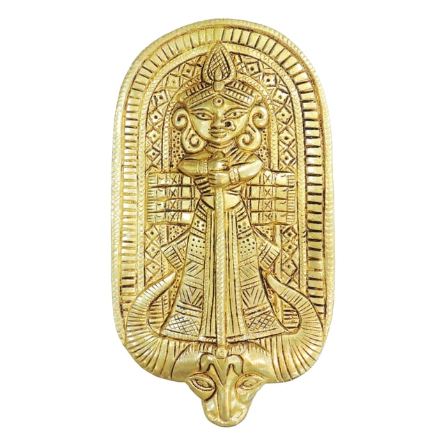 Brass Mahishasur Mardini Wall Hanging Plate - Goddess Idol - 4.5*0.5*8.5 Inch (BS1954 D)