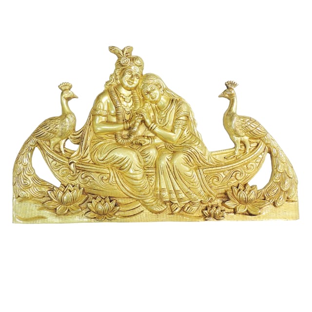 Brass Radha Krishna Idol Wall Plate - Religious Home Decor - 15*0.5*9.5 Inch (BS1954 E)