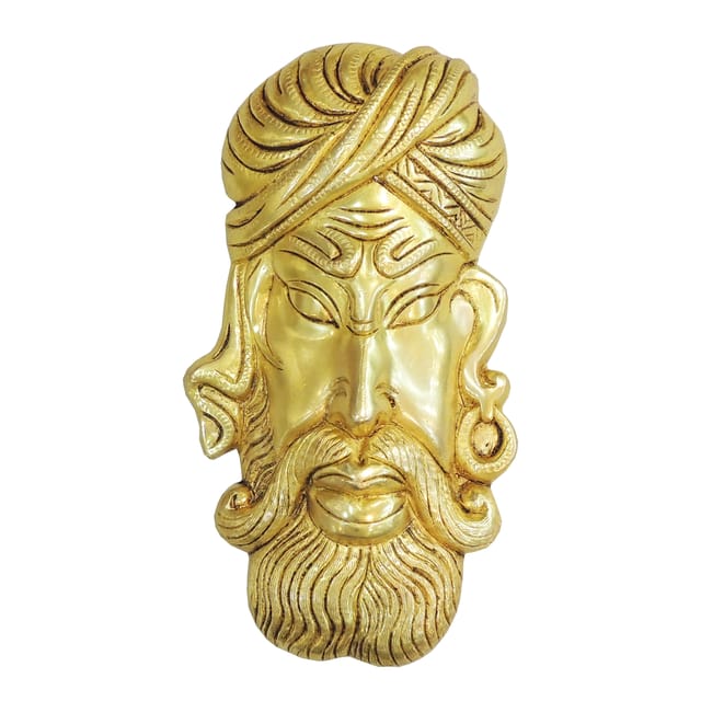 Brass Gents Face Wall Hanging Plate - Decorative Idol - 4.5*1.5*8.2 Inch (BS1954 H)