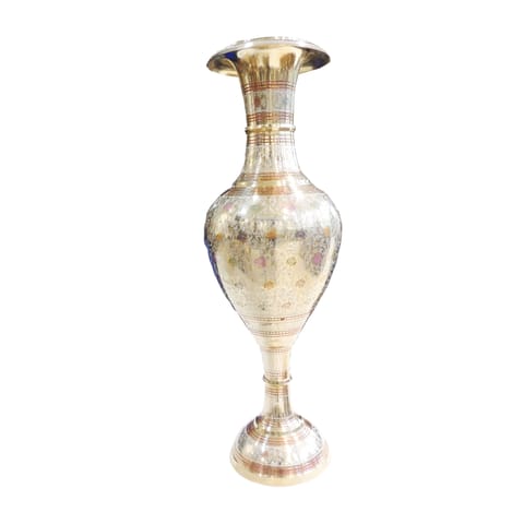 Brass Flower Pot Vase - Medium Decorative Home Vase - 7.5*7.5*23 Inch (F804 B)