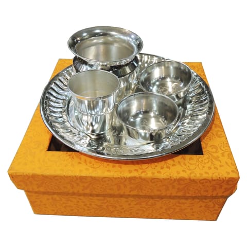 Steel Laddu Gopal Bhog Thali - Pooja Plate - 6.7*6.7*0.5 Inch (S116 D)