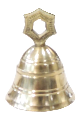 Brass Hanging Temple Bell Ghanti - Small - 1.7*1.7*2.5 Inch (Z662 C)