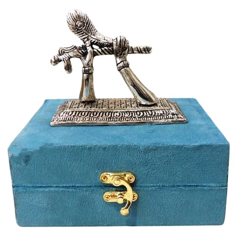 Aluminium Hand Holding Flute Showpiece - Decorative Krishna Art Statue - 4.5*2.2*4 Inch (AS543 S)