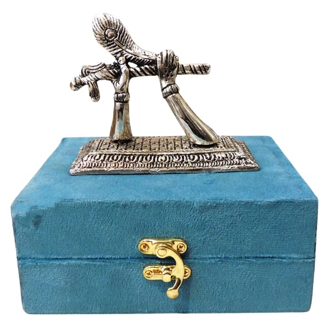 Aluminium Hand Holding Flute Showpiece - Decorative Krishna Art Statue - 4.5*2.2*4 Inch (AS543 S)