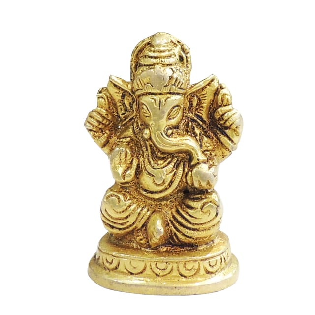 Brass Showpiece Ganesh Ji God Idol Statue - 1.5*1.2*2.7 Inch (BS1946 G)