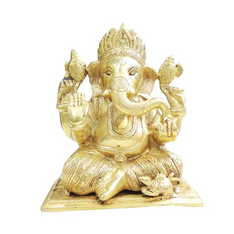 Brass Showpiece Ganesh Ji God Idol Statue - 6*4*7 Inch (BS1947 G)