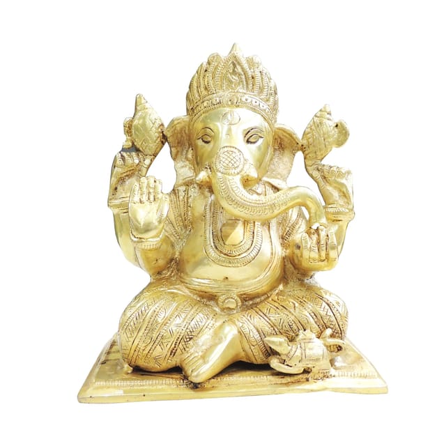 Brass Showpiece Ganesh Ji God Idol Statue - 6*4*7 Inch (BS1947 G)