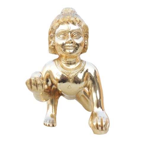 Brass Showpiece Laddu Gopal God Idol Statue - 6.2*9.5*11.2 Inch (BS1678 L)