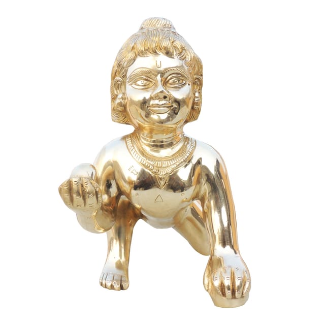 Brass Showpiece Laddu Gopal God Idol Statue - 6.2*9.5*11.2 Inch (BS1678 L)