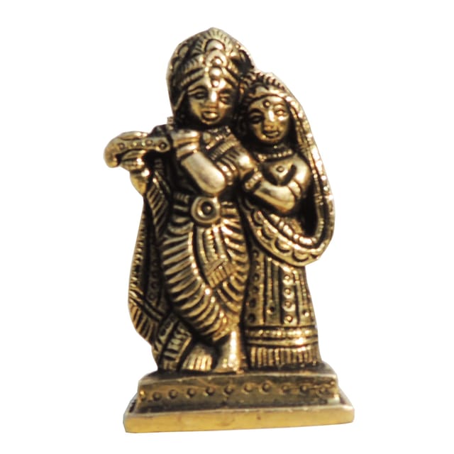 Brass Showpiece Radha Krishna Together God Idol Statue - 2*0.7*2.5 Inch (BS1007 X)
