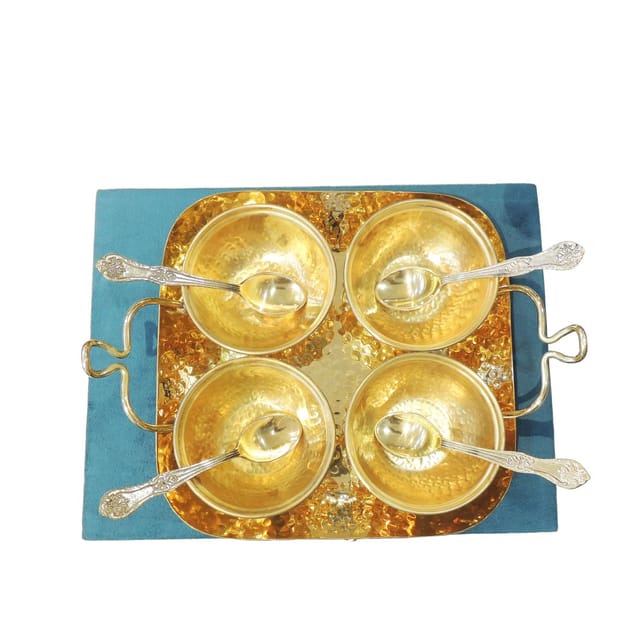 Brass Showpiece Tray Diwali Gifting Item - 12*9.5*2.7 Inch (B317 C)