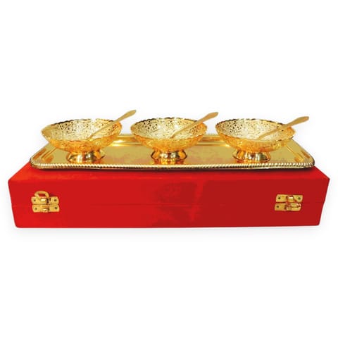 Brass Showpiece Bowl (3 Pieces) Diwali Gifting Item - 4*4*1.5 Inch (B300 G)