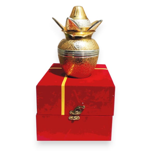 Decorative Showpiece Kalash Packed with Velvet Box, Diwali Gifting Item (B265 D)