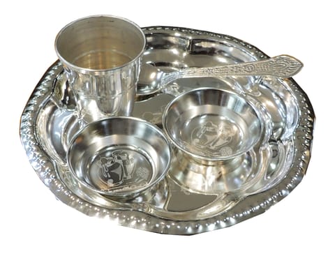Steel Laddu Gopal Bhog Thali - 6*6*0.5 Inch (S116 C)