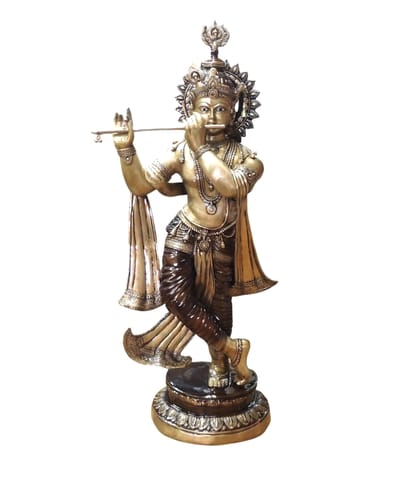 Brass Showpiece Krishna God Idol Statue - 22*13.5*57.5 Inch (BS1838 G)