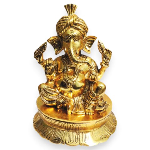 Aluminium Decorative Showpiece Ganesh Ji Statue, God Idol Statue - 10.5*10.5*13 Inch (AS547 G)