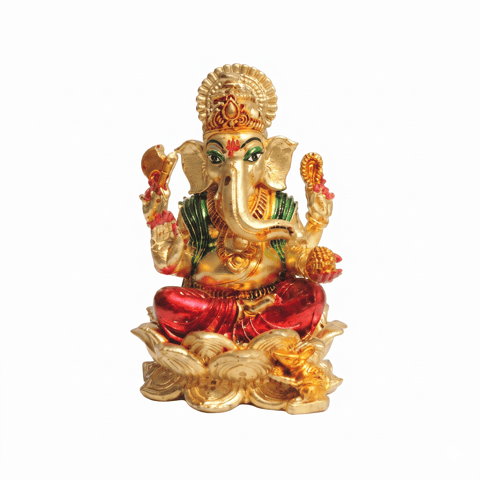 Brass Showpiece Ganesh Ji God Idol Statue - 3*3*4 Inch (BS1958 G)
