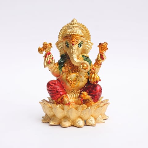 Brass Showpiece Ganesh Ji God Idol Statue - 3*3*4 Inch (BS1957 G)