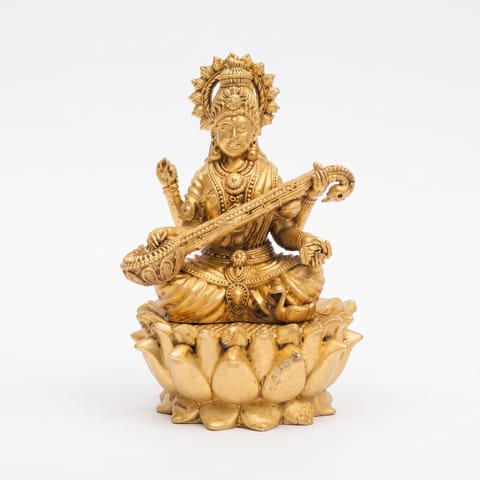 Brass Showpiece Saraswati Ji God Idol Statue - 3.5*3.5*5 Inch (BS1923 M)