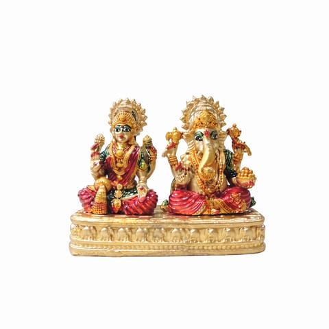 Brass Showpiece Laxmi Ganesh God Idol Statue - 3.5*1.7*3 Inch (BS1803 E)