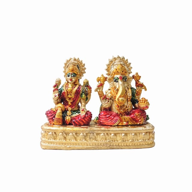 Brass Showpiece Laxmi Ganesh God Idol Statue - 3.5*1.7*3 Inch (BS1803 E)