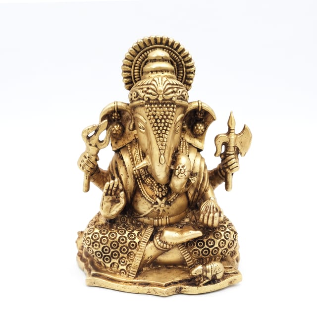 Brass Showpiece Ganesh Ji God Idol Statue -2.5*2*3.5 Inch (BS1851 Q)