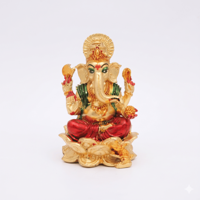 Brass Showpiece Ganesh Ji God Idol Statue - 3*3*4 Inch (BS1958 G)
