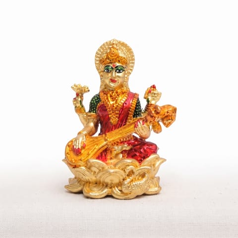 Brass Showpiece Saraswati Ji God Idol Statue - 3.2*3*4 Inch (BS1958 S)