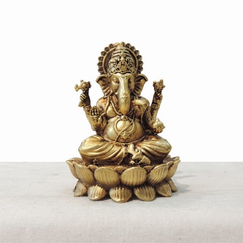 Brass Showpiece Ganesh Ji God Idol Statue - 3*2.5*3.5 Inch (BS1959 G)